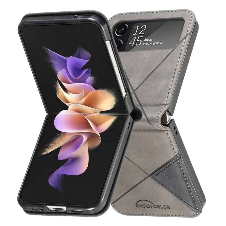 For Samsung Galaxy Z Flip4 Rhombus Texture Leather Phone Case