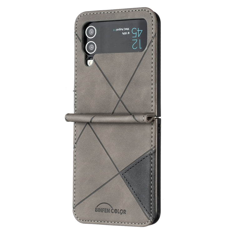 For Samsung Galaxy Z Flip4 Rhombus Texture Leather Phone Case