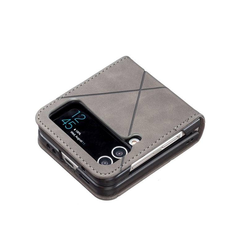 For Samsung Galaxy Z Flip4 Rhombus Texture Leather Phone Case
