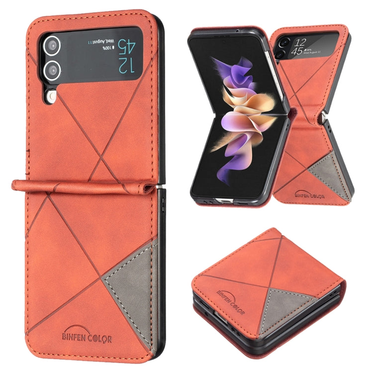 For Samsung Galaxy Z Flip4 Rhombus Texture Leather Phone Case