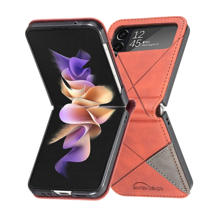For Samsung Galaxy Z Flip4 Rhombus Texture Leather Phone Case