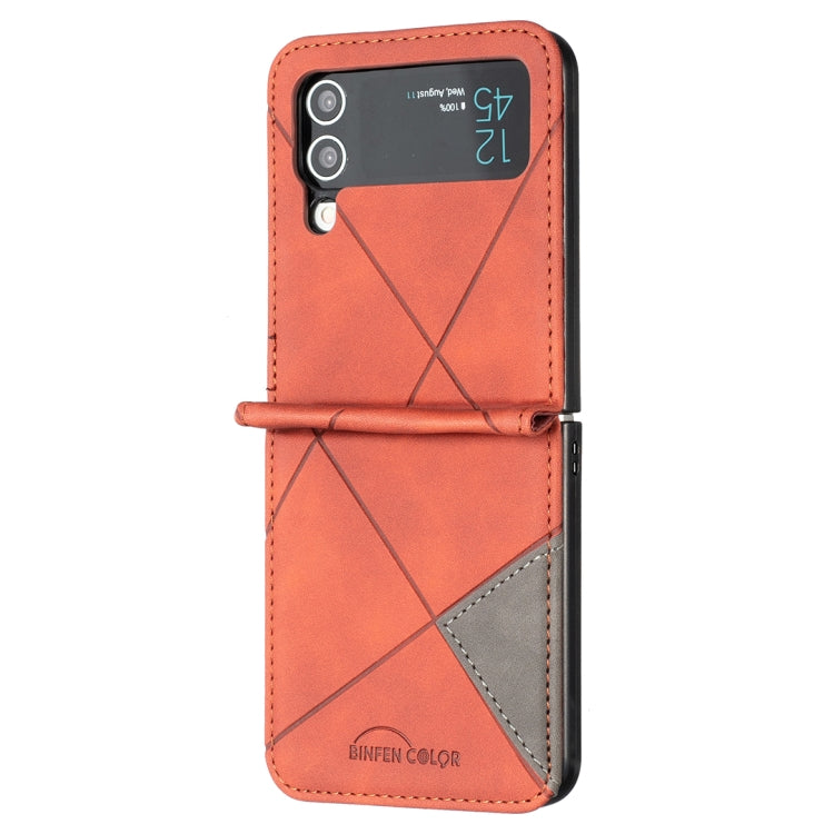 For Samsung Galaxy Z Flip4 Rhombus Texture Leather Phone Case