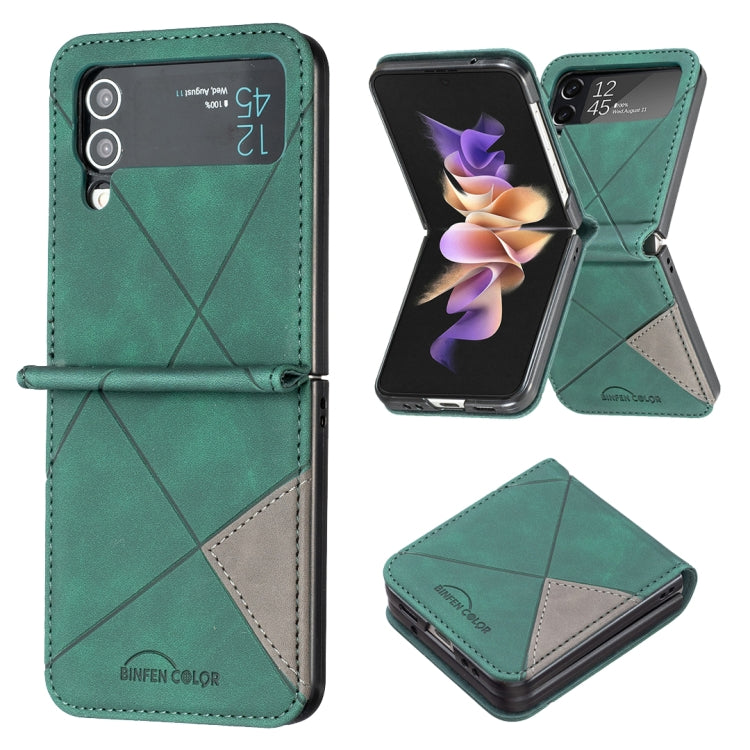 For Samsung Galaxy Z Flip4 Rhombus Texture Leather Phone Case