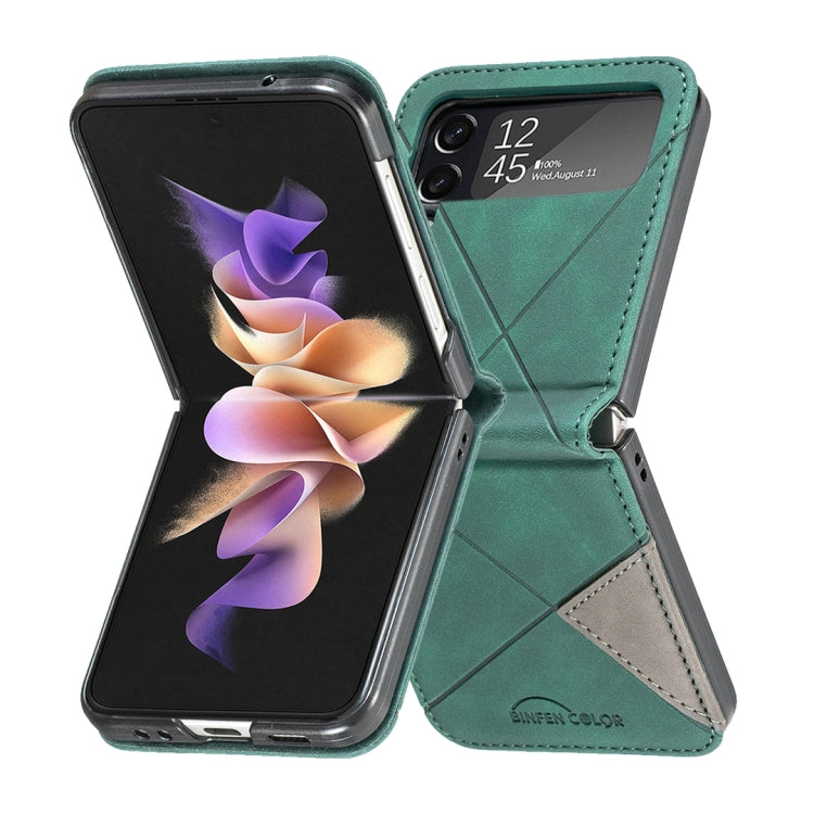 For Samsung Galaxy Z Flip4 Rhombus Texture Leather Phone Case