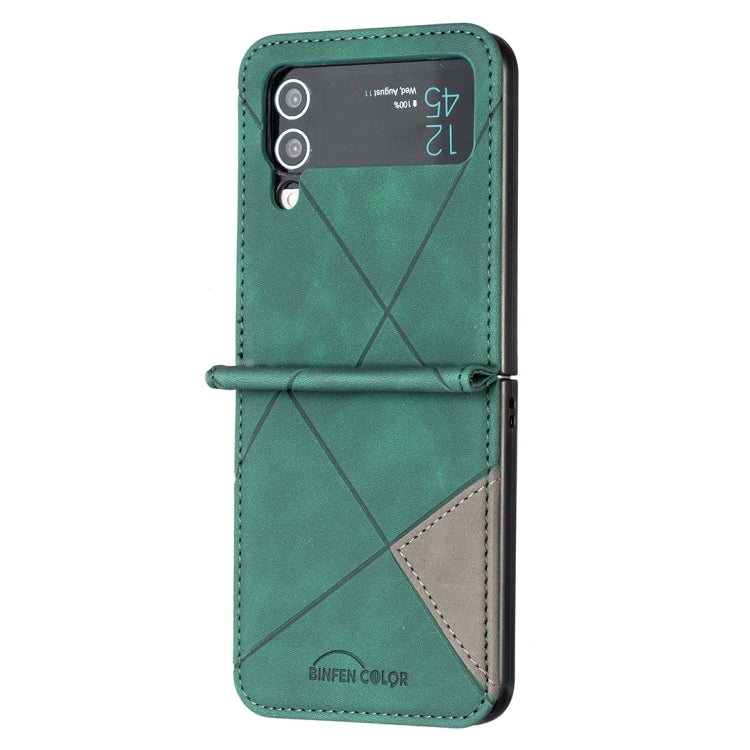 For Samsung Galaxy Z Flip4 Rhombus Texture Leather Phone Case