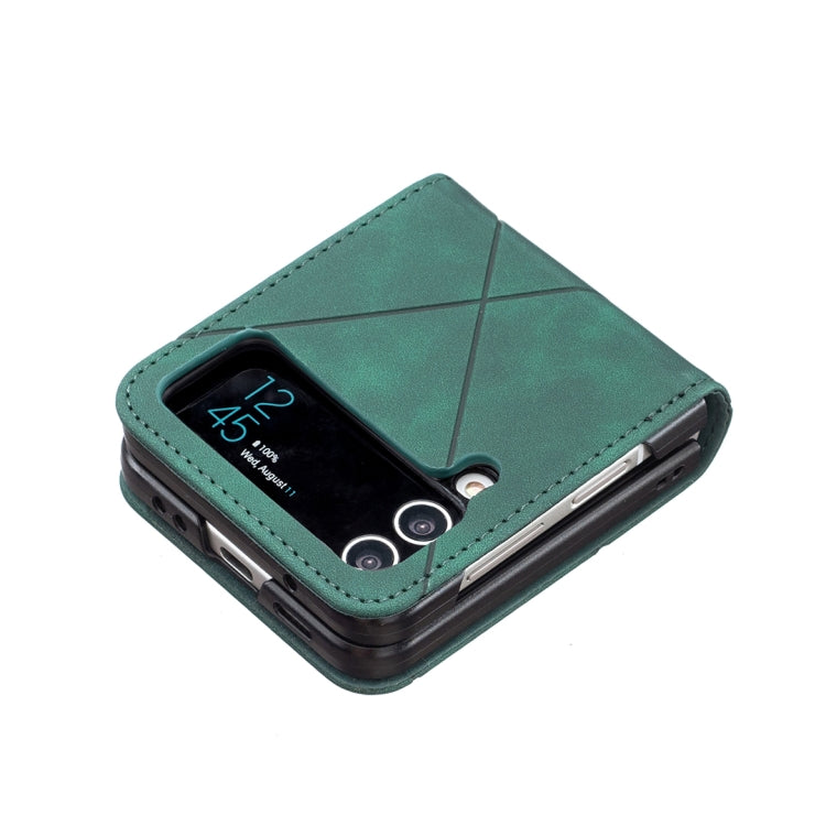 For Samsung Galaxy Z Flip4 Rhombus Texture Leather Phone Case