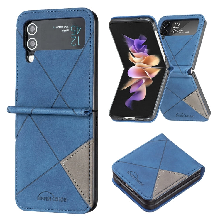 For Samsung Galaxy Z Flip4 Rhombus Texture Leather Phone Case