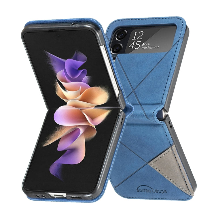 For Samsung Galaxy Z Flip4 Rhombus Texture Leather Phone Case
