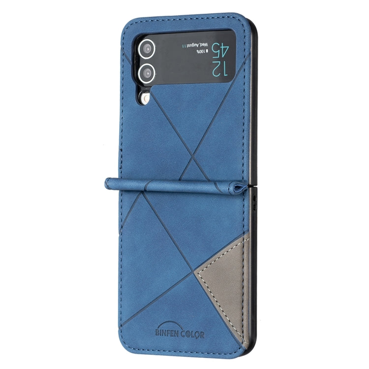 For Samsung Galaxy Z Flip4 Rhombus Texture Leather Phone Case