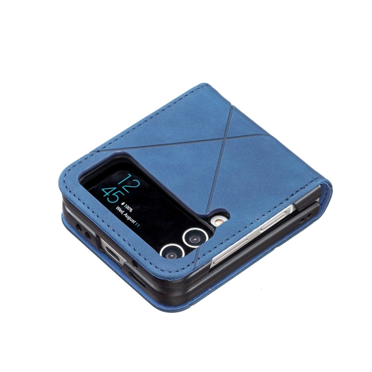 For Samsung Galaxy Z Flip4 Rhombus Texture Leather Phone Case