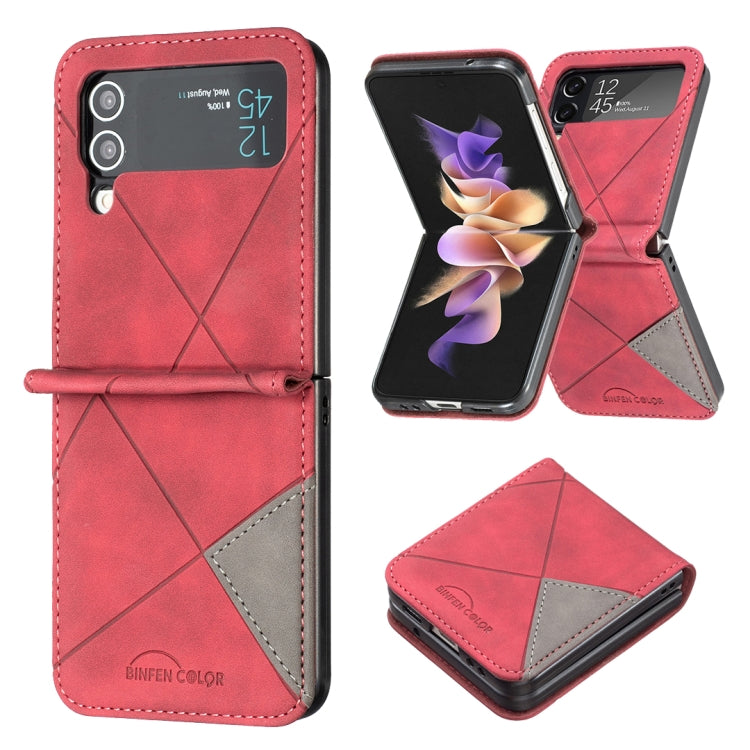 For Samsung Galaxy Z Flip4 Rhombus Texture Leather Phone Case