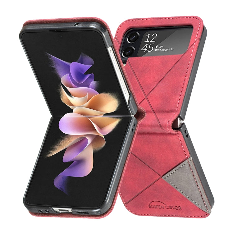 For Samsung Galaxy Z Flip4 Rhombus Texture Leather Phone Case