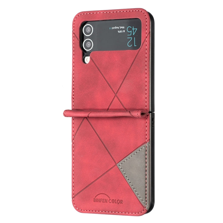 For Samsung Galaxy Z Flip4 Rhombus Texture Leather Phone Case
