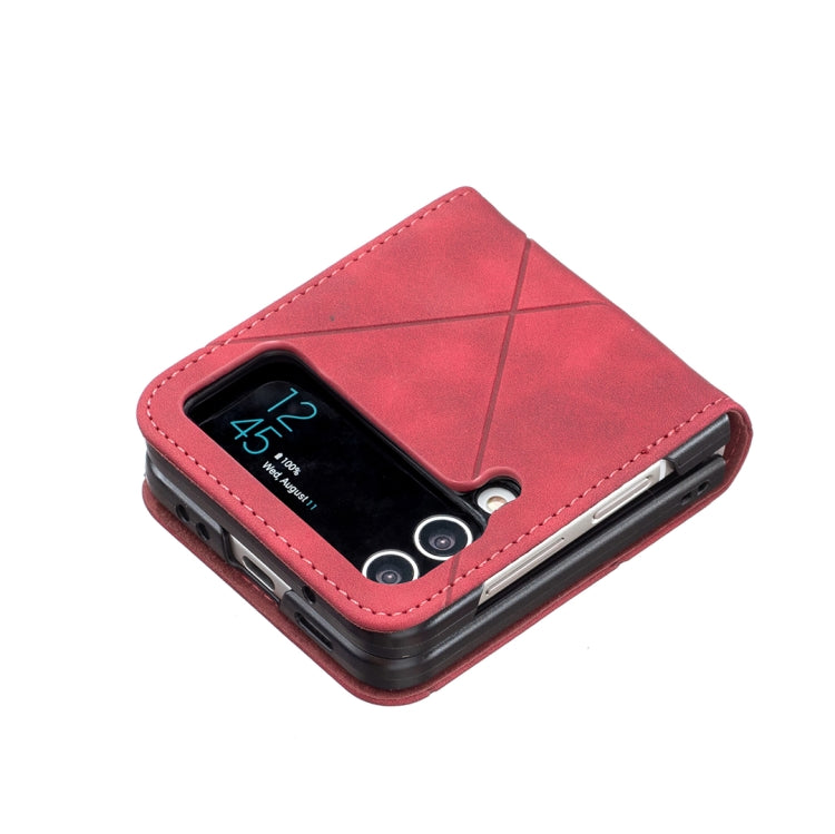 For Samsung Galaxy Z Flip4 Rhombus Texture Leather Phone Case