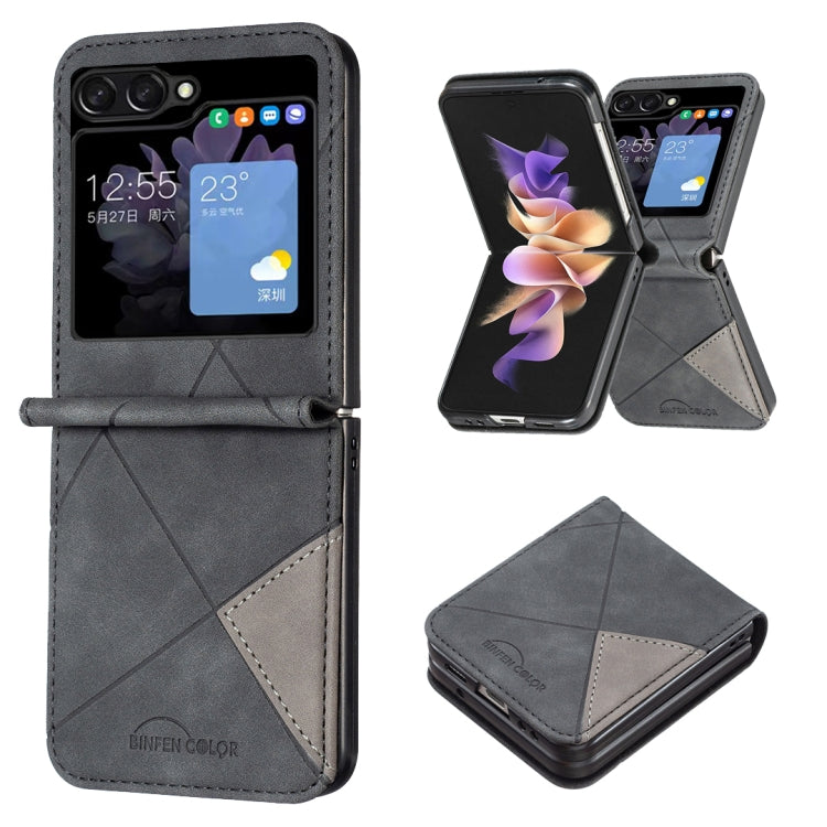 For Samsung Galaxy Z Flip5 Rhombus Texture Leather Phone Case