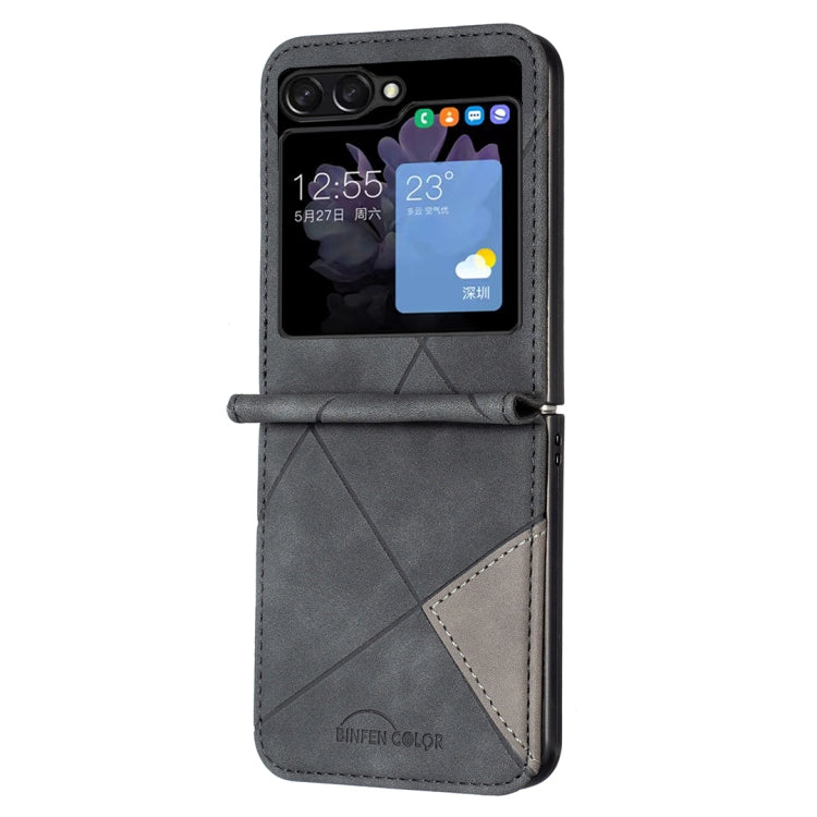 For Samsung Galaxy Z Flip5 Rhombus Texture Leather Phone Case