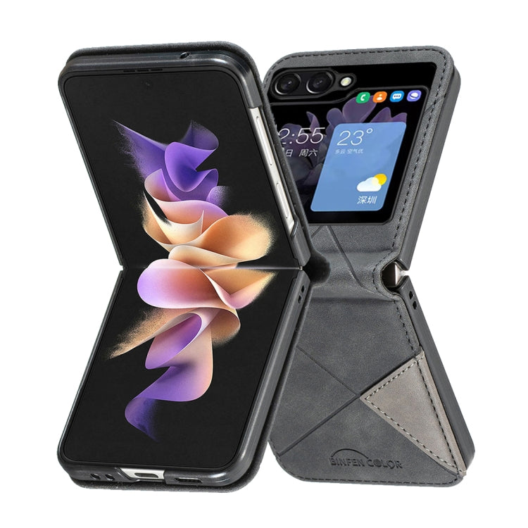 For Samsung Galaxy Z Flip5 Rhombus Texture Leather Phone Case