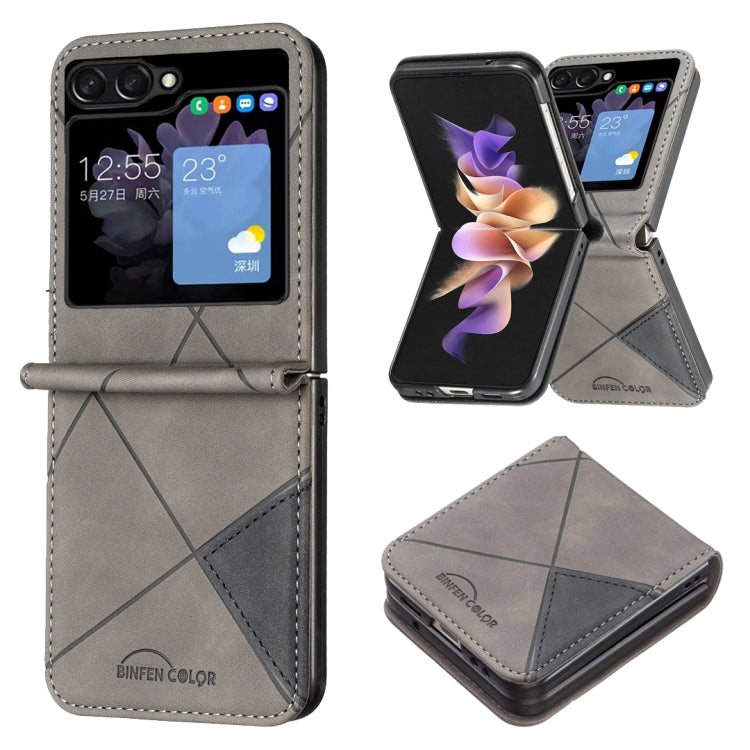 For Samsung Galaxy Z Flip5 Rhombus Texture Leather Phone Case