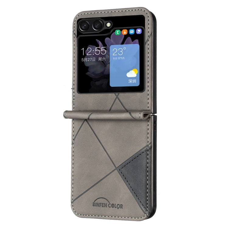 For Samsung Galaxy Z Flip5 Rhombus Texture Leather Phone Case