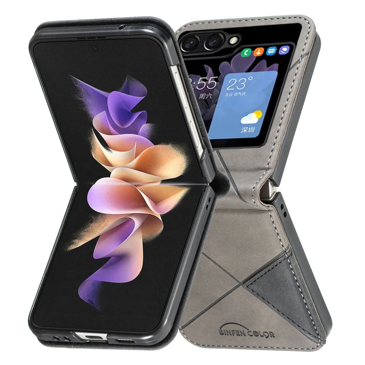 For Samsung Galaxy Z Flip5 Rhombus Texture Leather Phone Case