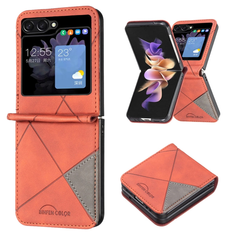For Samsung Galaxy Z Flip5 Rhombus Texture Leather Phone Case