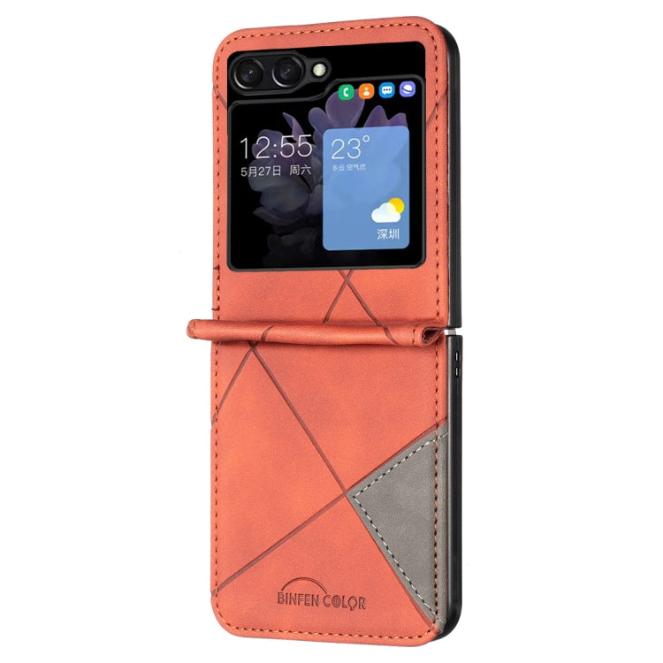 For Samsung Galaxy Z Flip5 Rhombus Texture Leather Phone Case