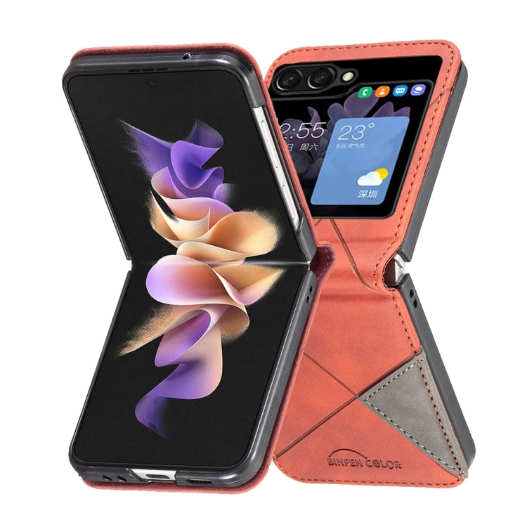 For Samsung Galaxy Z Flip5 Rhombus Texture Leather Phone Case