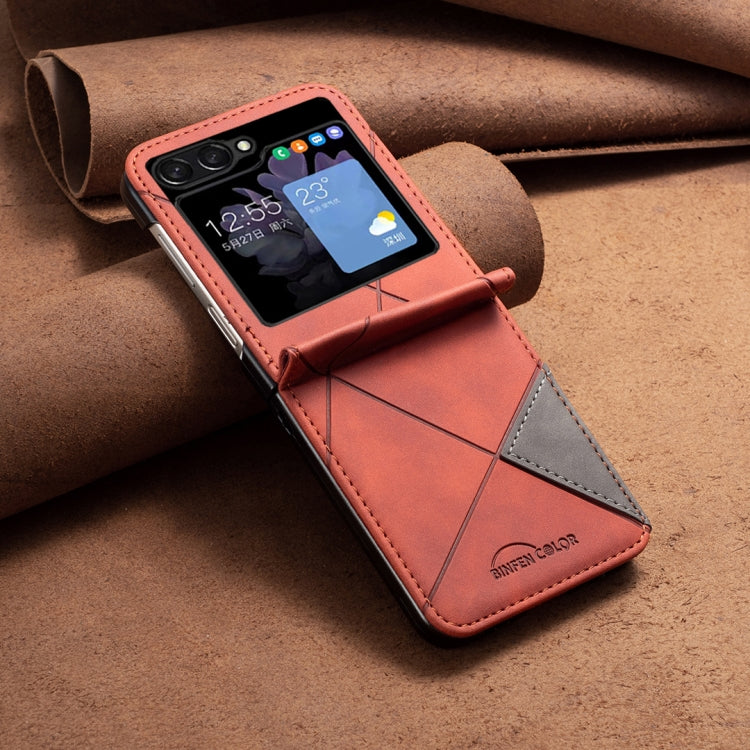 For Samsung Galaxy Z Flip5 Rhombus Texture Leather Phone Case