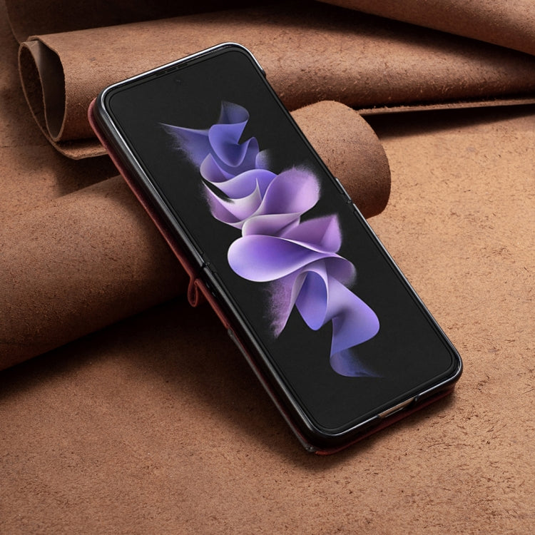 For Samsung Galaxy Z Flip5 Rhombus Texture Leather Phone Case