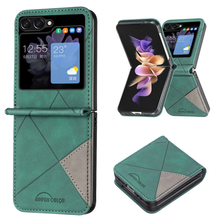 For Samsung Galaxy Z Flip5 Rhombus Texture Leather Phone Case