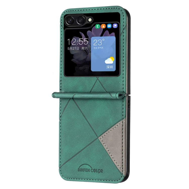 For Samsung Galaxy Z Flip5 Rhombus Texture Leather Phone Case