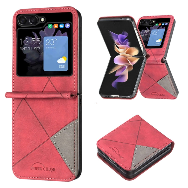 For Samsung Galaxy Z Flip5 Rhombus Texture Leather Phone Case