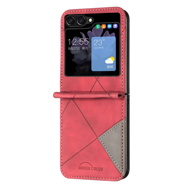 For Samsung Galaxy Z Flip5 Rhombus Texture Leather Phone Case