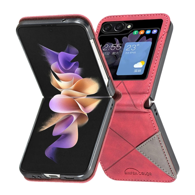 For Samsung Galaxy Z Flip5 Rhombus Texture Leather Phone Case