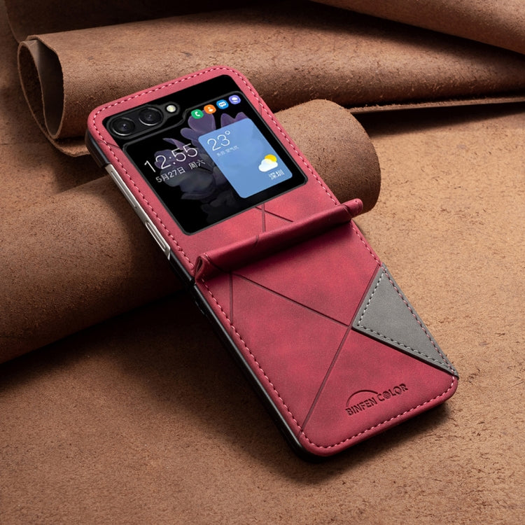 For Samsung Galaxy Z Flip5 Rhombus Texture Leather Phone Case