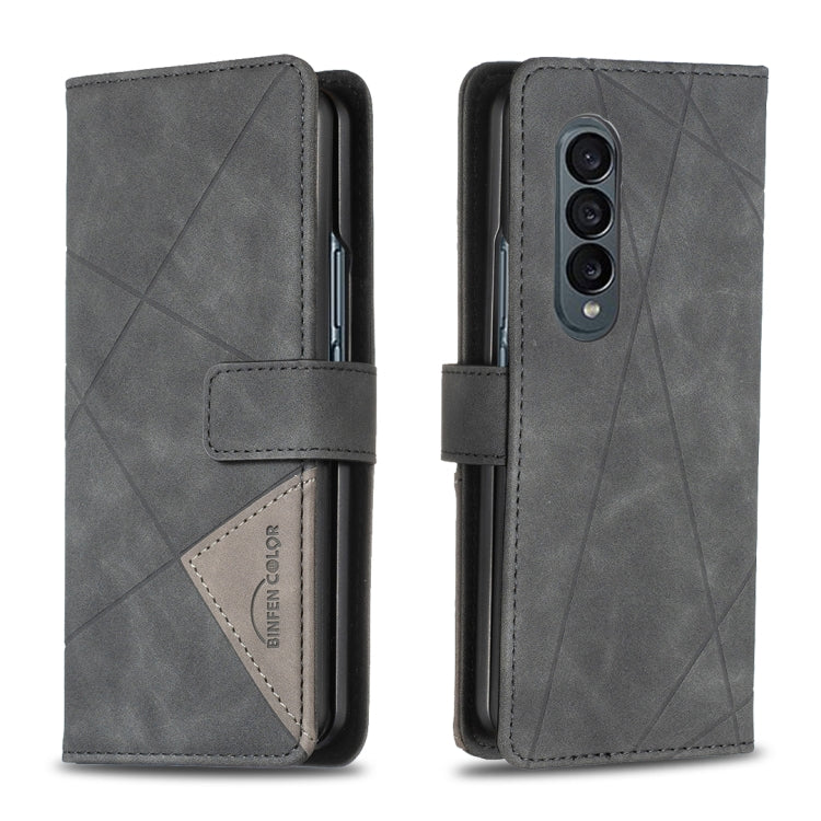 For Samsung Galaxy Z Fold4 BF05 Magnetic Buckle Rhombus Texture Leather Phone Case
