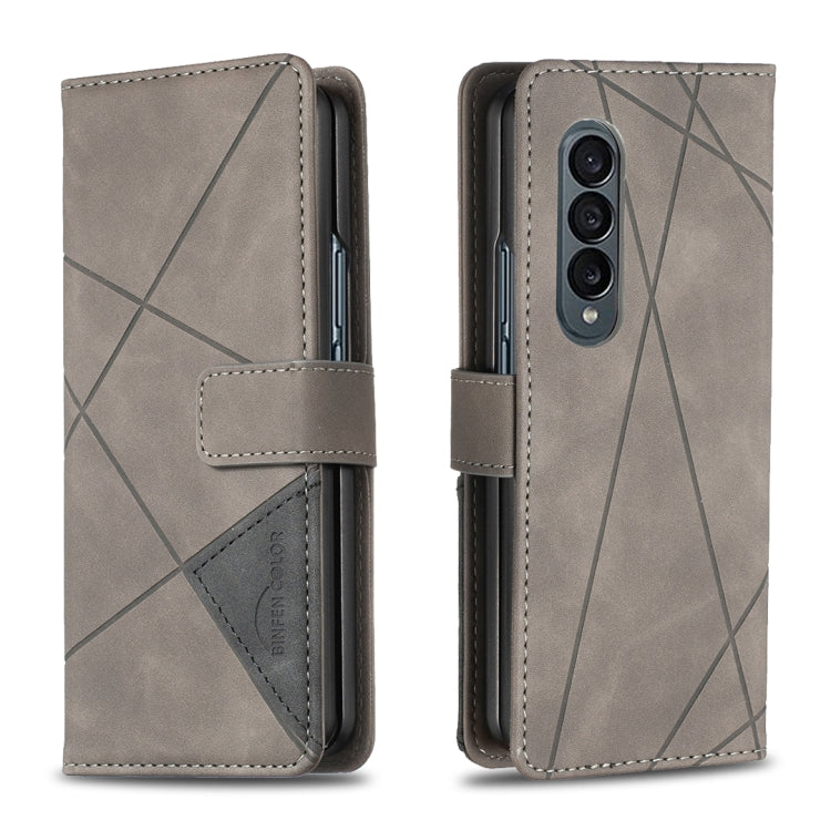 For Samsung Galaxy Z Fold4 BF05 Magnetic Buckle Rhombus Texture Leather Phone Case