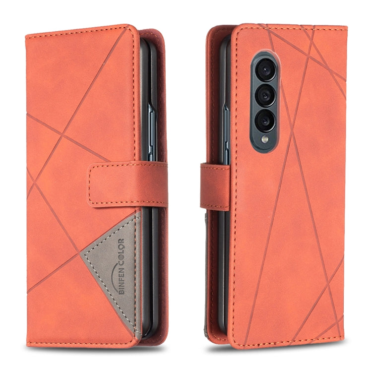 For Samsung Galaxy Z Fold4 BF05 Magnetic Buckle Rhombus Texture Leather Phone Case