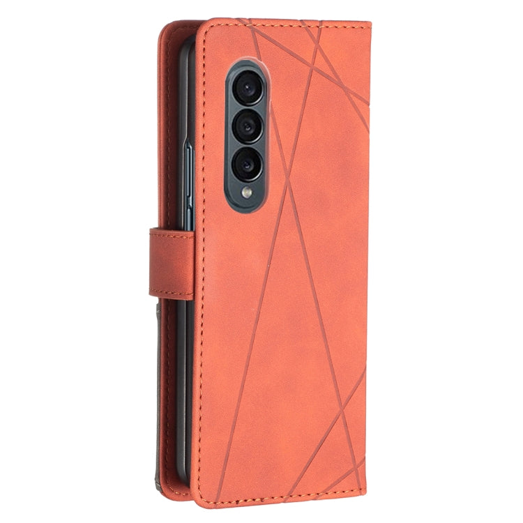 For Samsung Galaxy Z Fold4 BF05 Magnetic Buckle Rhombus Texture Leather Phone Case