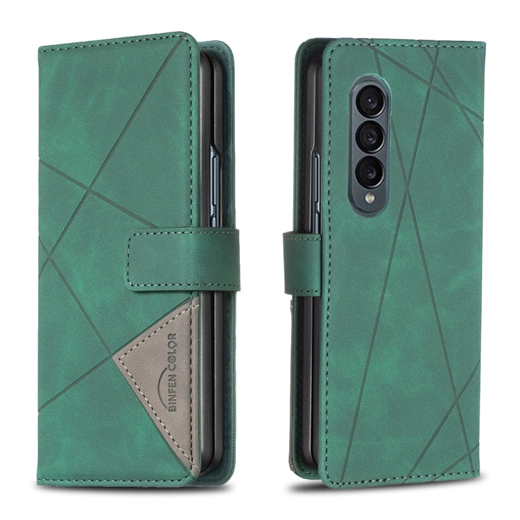 For Samsung Galaxy Z Fold4 BF05 Magnetic Buckle Rhombus Texture Leather Phone Case