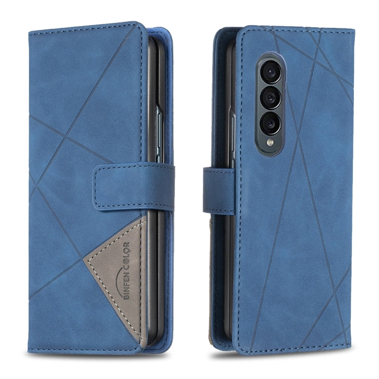 For Samsung Galaxy Z Fold4 BF05 Magnetic Buckle Rhombus Texture Leather Phone Case