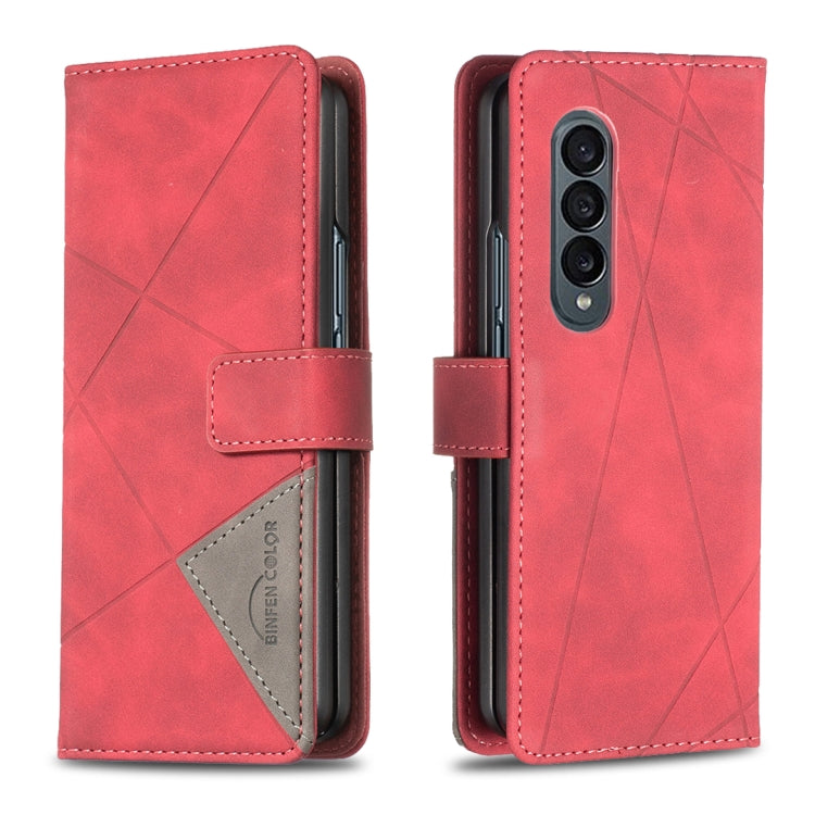 For Samsung Galaxy Z Fold4 BF05 Magnetic Buckle Rhombus Texture Leather Phone Case