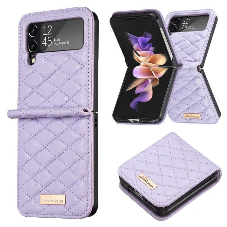 For Samsung Galaxy Z Flip4 Elegant Rhombic Texture PU Phone Case