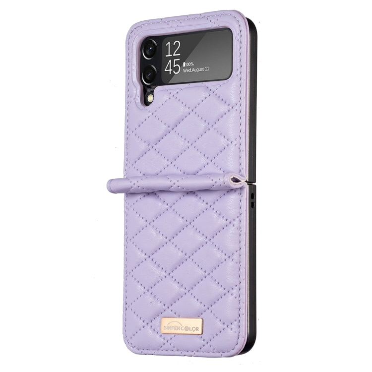 For Samsung Galaxy Z Flip4 Elegant Rhombic Texture PU Phone Case