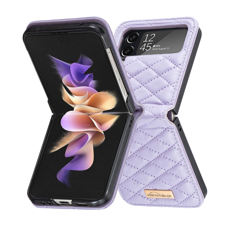 For Samsung Galaxy Z Flip4 Elegant Rhombic Texture PU Phone Case