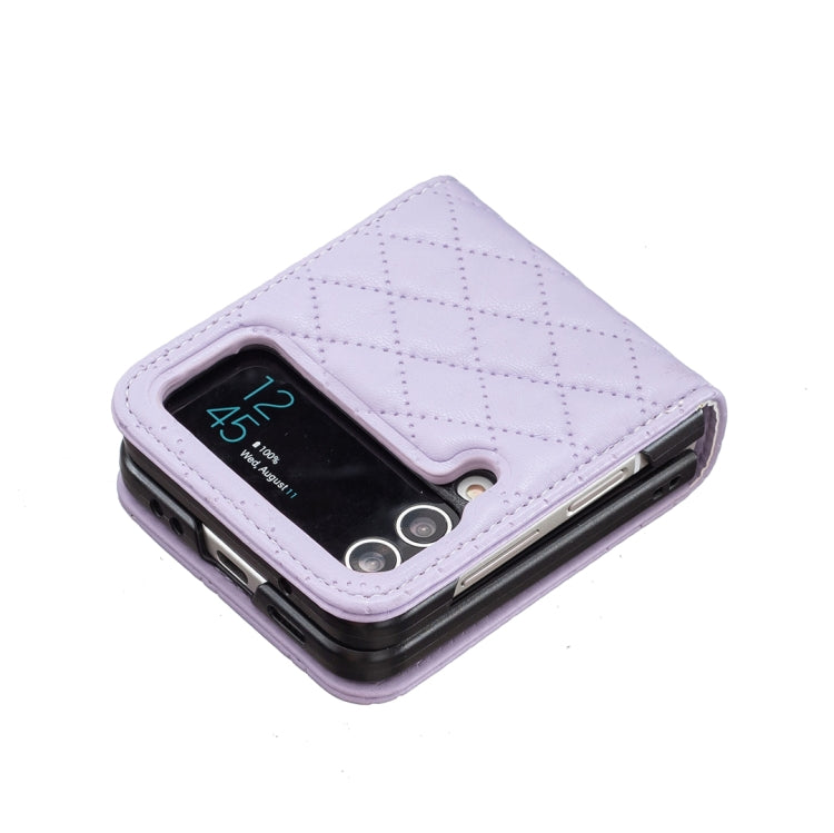 For Samsung Galaxy Z Flip4 Elegant Rhombic Texture PU Phone Case