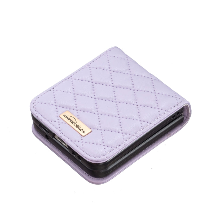For Samsung Galaxy Z Flip4 Elegant Rhombic Texture PU Phone Case
