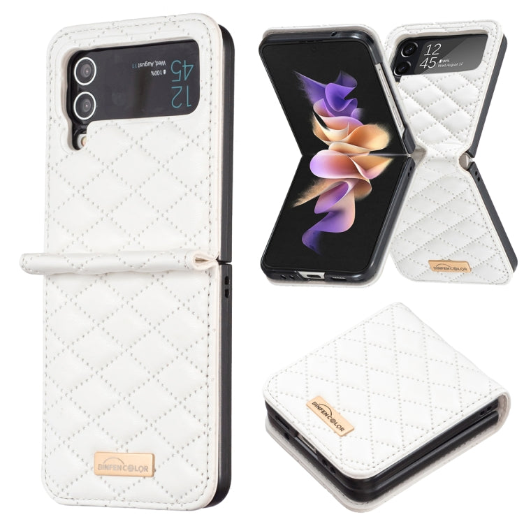 For Samsung Galaxy Z Flip4 Elegant Rhombic Texture PU Phone Case