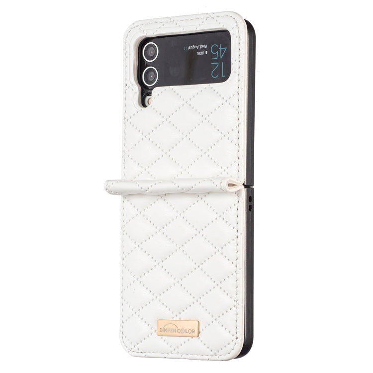 For Samsung Galaxy Z Flip4 Elegant Rhombic Texture PU Phone Case