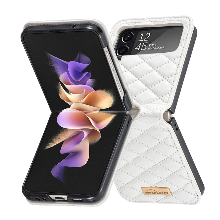 For Samsung Galaxy Z Flip4 Elegant Rhombic Texture PU Phone Case